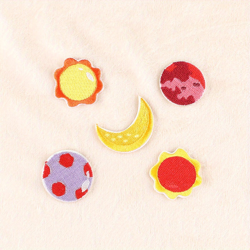 5 Pcs Sun Moon Embroidery Badge Stickers for Girls Kids