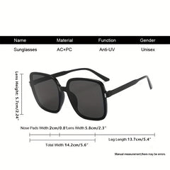 Square Frame Sunglasses Gradient Lens Rivet Decor UV400