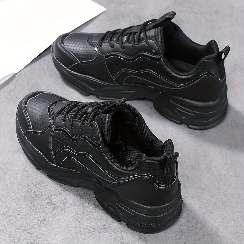 Waterproof Faux Leather Chunky Sneakers Comfortable Travel Shoes