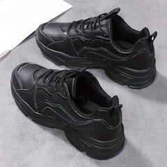 Waterproof Faux Leather Chunky Sneakers Comfortable Travel Shoes