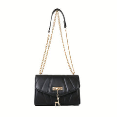 Solid Square Bag with Deer Pendant and Chain Strap