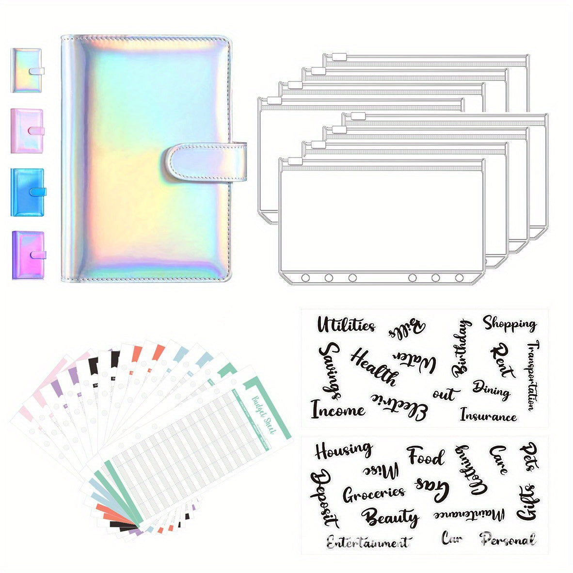 Budget Binder with Zipper Envelopes & Expense Budget Sheets