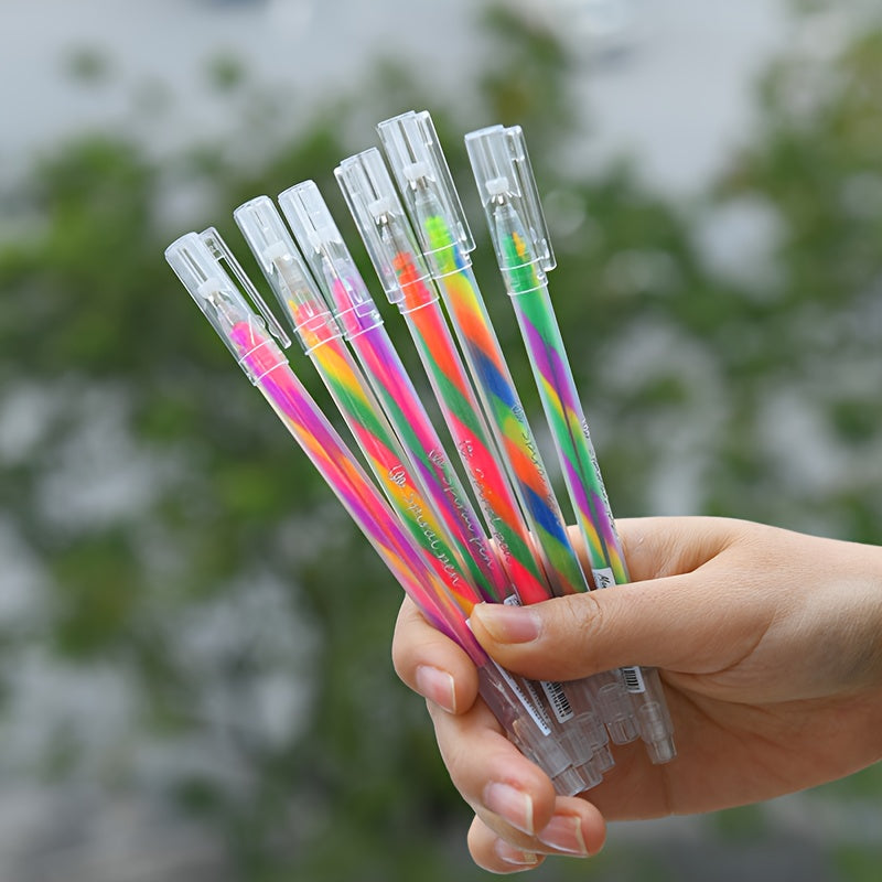 6 Pack Rainbow Glitter Pens 1.2mm Gradient Markers for School & Office Use