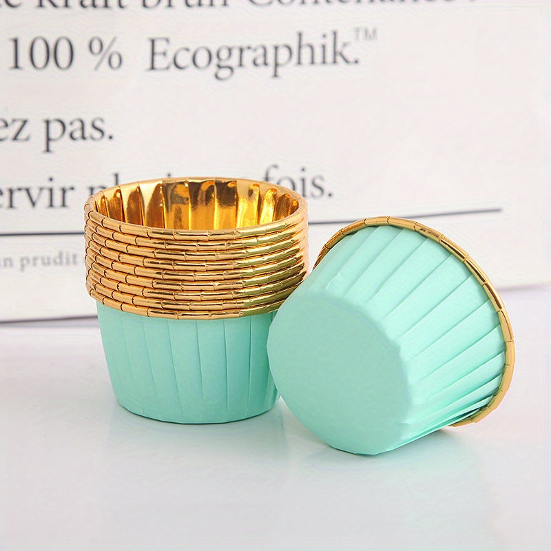 50pcs Golden Cupcake Cups Heat Resistant Paper Cupcake Molds Disposable