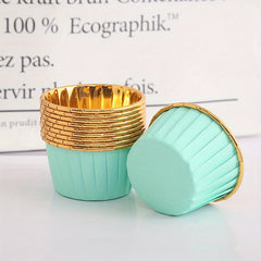 50pcs Golden Cupcake Cups Heat Resistant Paper Cupcake Molds Disposable
