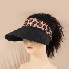 Leopard Block Visor Hat Women UV Protection