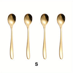 4pcs Stainless Steel Dessert Spoon Modern Stirring Reusable Ice Cream Spoon