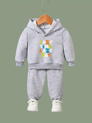 Lazy Time Print Hoodies Jogger Pants Set Girls Sports
