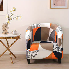 Stretch Club Chair Slipcover Geometric Pattern