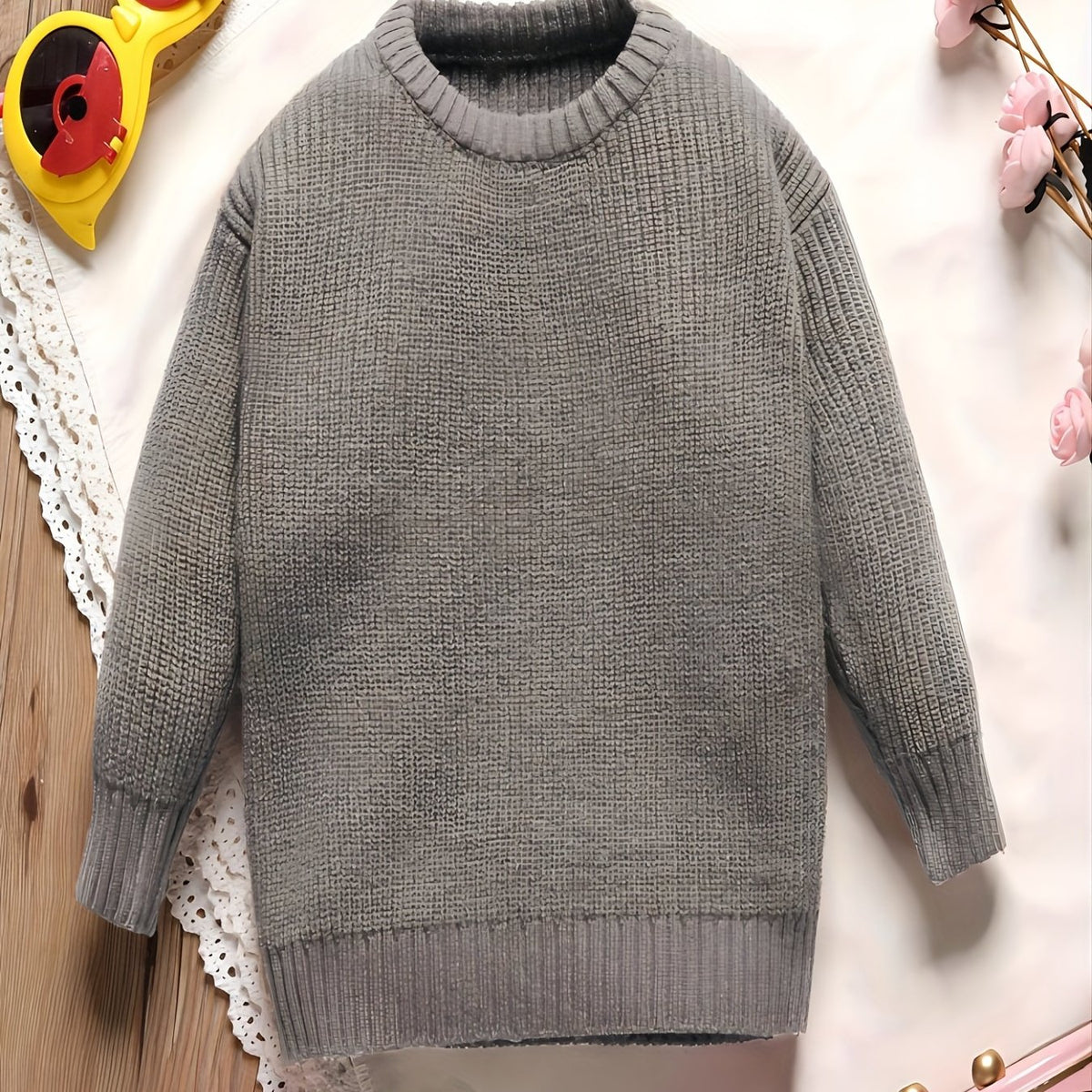 Baby Boys Long Sleeves Crew Neck Knit Sweaters Pullovers For Spring Autumn