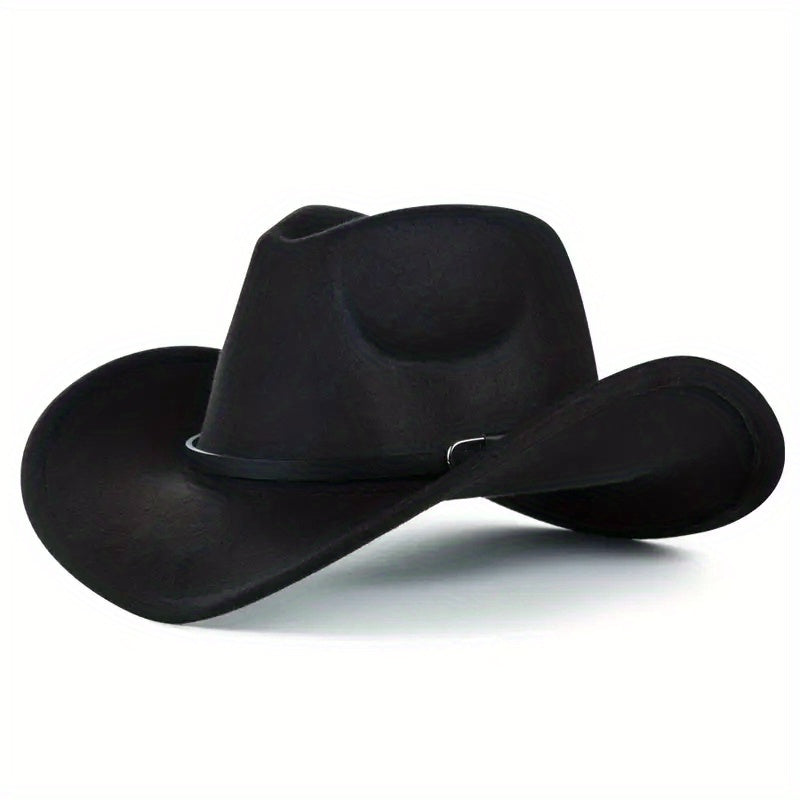Classic Jazz Cowboy Hat Unisex Rolled Brim Western Felt Fedora Cap