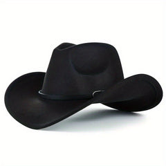 Classic Jazz Cowboy Hat Unisex Rolled Brim Western Felt Fedora Cap