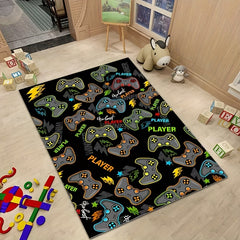 Game Controller Print Area Rug Anti-Skid Soft Carpet Washable Vintage Floor Mat