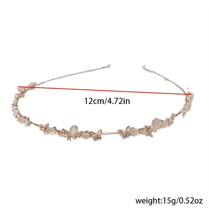 Rhinestone Flower Metal Headband Leaf Headdress Hair Band