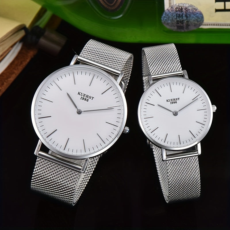 KUERST Mesh Strap Ultra thin Quartz Watch Romantic Love Element Wrist Watch