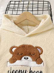 Kids 2pcs SLEEPY BEAR Flannel Pajamas Fleece Set