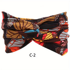 Boho Print Wide Headband Stretchy Sweatband for Women