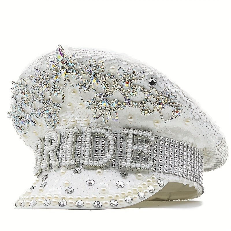 Bride Hat with Rhinestones & Pearls for Bachelorette Party
