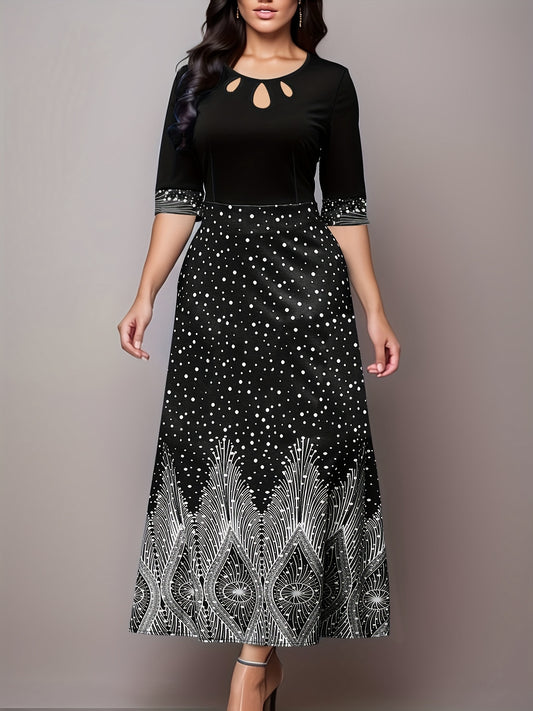 Women's Plus Graphic Print Cut Out Maxi Dress