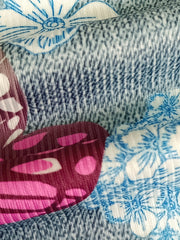 Plus Denim & Butterfly Print High Rise Skinny Slight Stretch Shorts