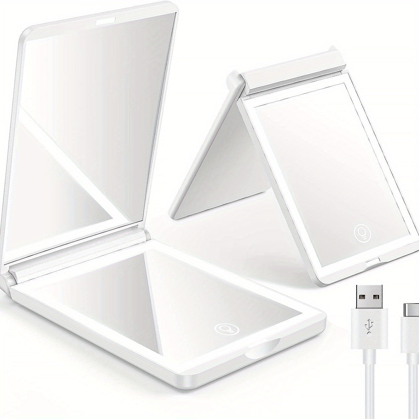 Compact LED Travel Makeup Mirror Rechargeable 1x 3x Magnifying Mirror