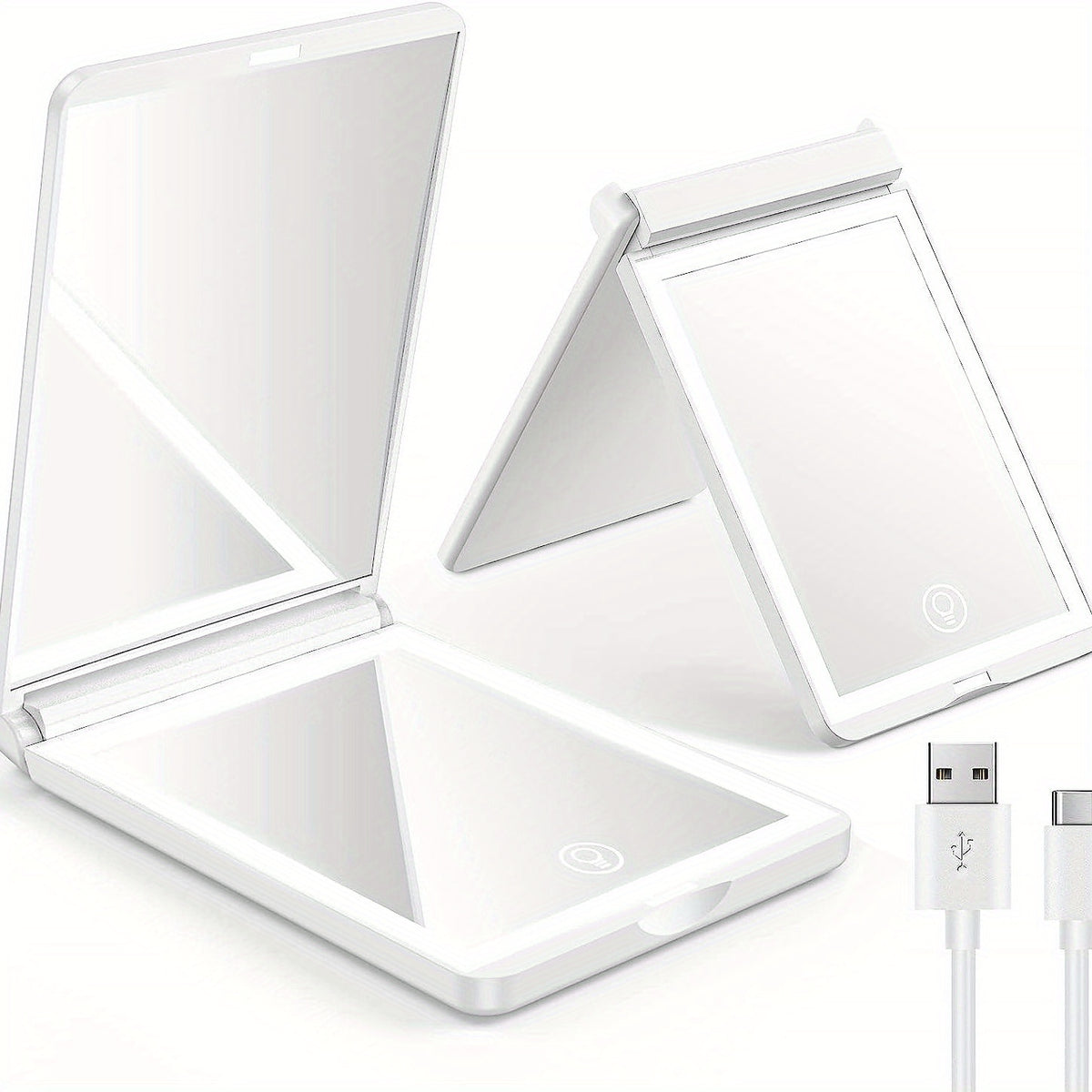 Compact LED Travel Makeup Mirror Rechargeable 1x 3x Magnifying Mirror
