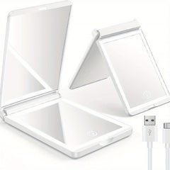 Compact LED Travel Makeup Mirror Rechargeable 1x 3x Magnifying Mirror