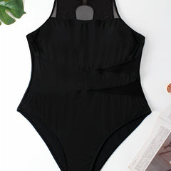 Mesh Cut Out One Piece Swimsuit