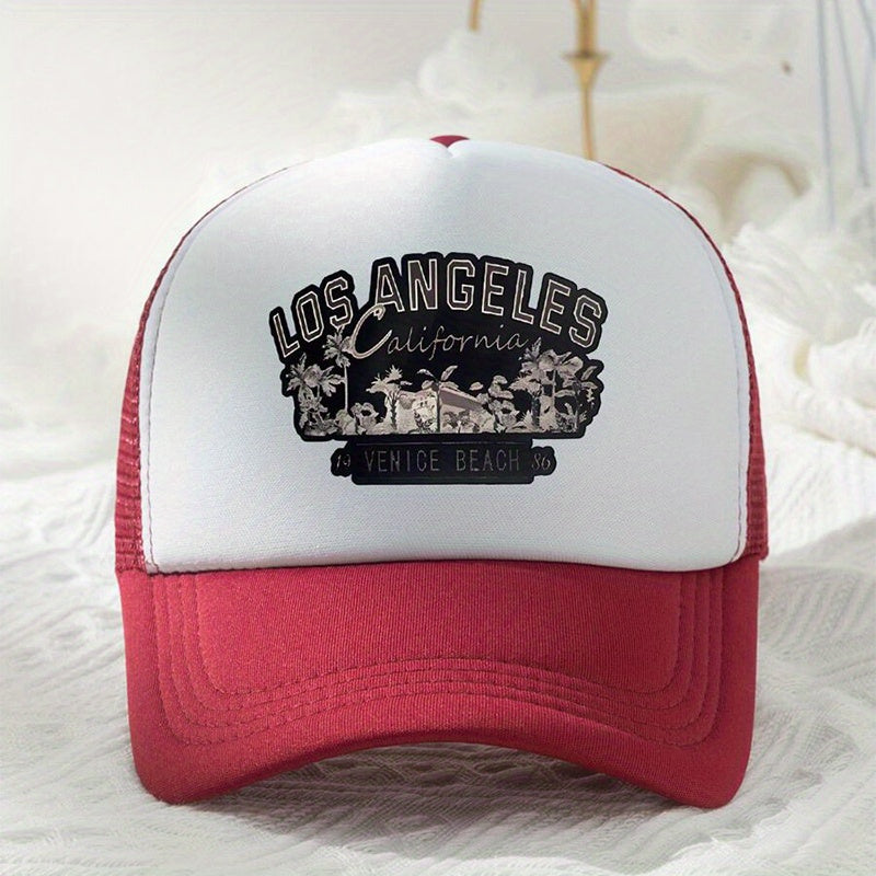 LA Print Trucker Hat Mesh Breathable Baseball Cap Unisex Dad Hats