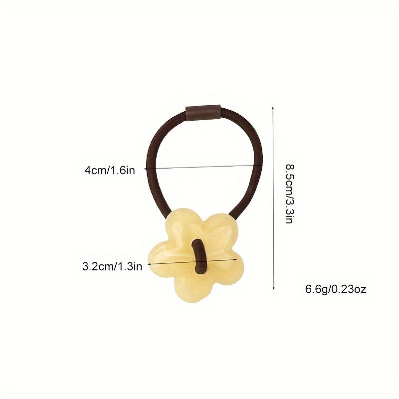 6pcs Acrylic Flower Hair Tie Ponytail Scrunchies