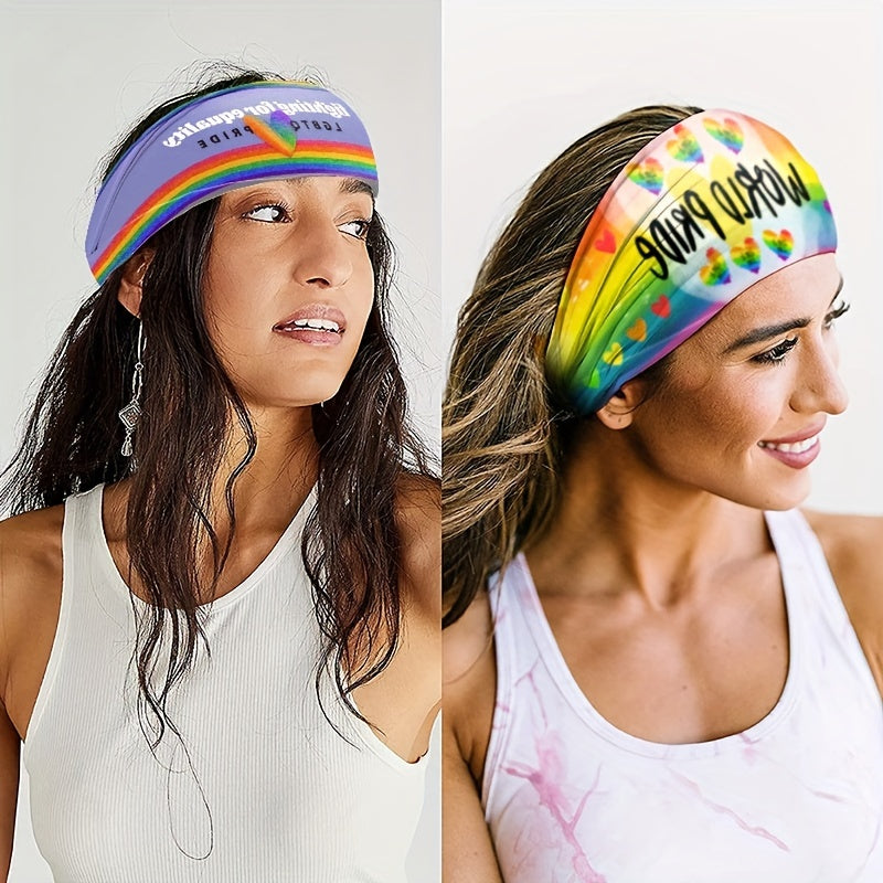 Rainbow Elastic Sports Headband for Women