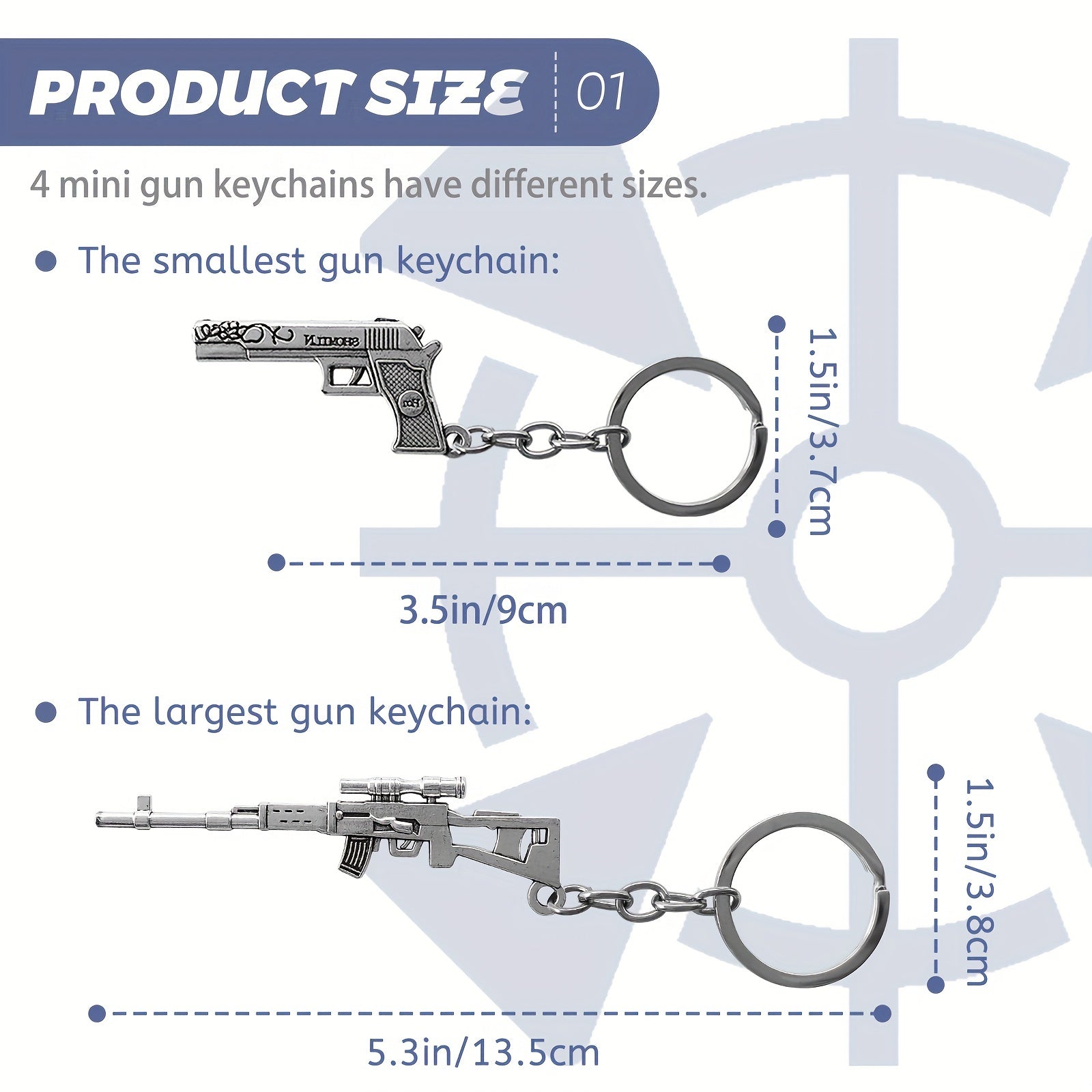 4pcs Mini Weapon Model Keychains Key Rings Car Key Bag Decoration