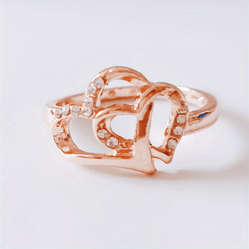 Heart Hollow Proposal Diamond Ring Men Women Couple Jewelry Gift