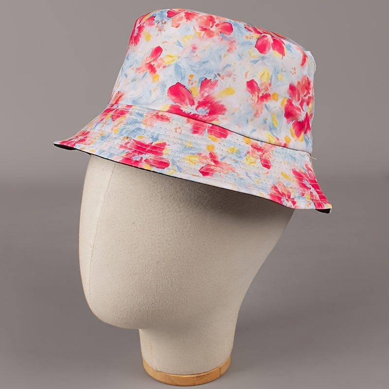 Women's Reversible Bucket Hat Red Flowers Lightweight Sun Fisherman Cap