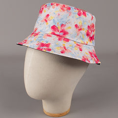 Women's Reversible Bucket Hat Red Flowers Lightweight Sun Fisherman Cap