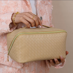 Braided Cosmetic Bag Zipper Makeup Pouch Lightweight Solid