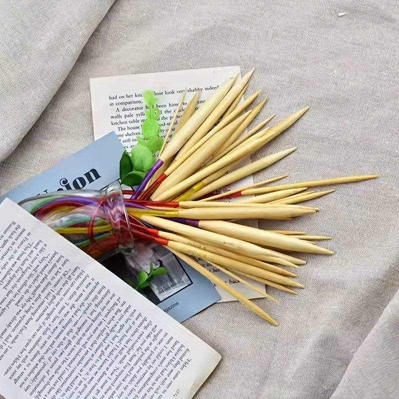 Long Loop Knitting Sweater Ring Needle Bamboo Wood Needle