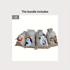 Christmas Burlap Gift Bag 12 Bibs Drawstrings 4 Patterns 3 Each Type