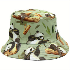 Versatile Sunshade Bucket Hat With Panda Print for Men Women Daily Shopping