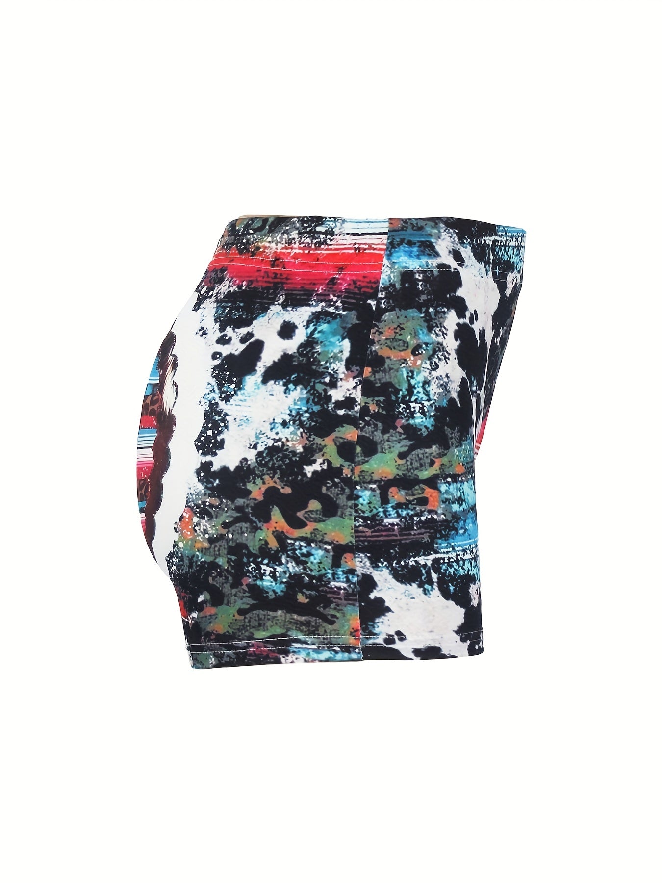  Cross Print Tie Dye Stretch Shorts