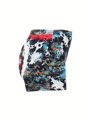  Cross Print Tie Dye Stretch Shorts