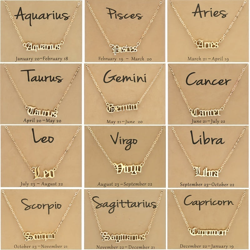 Golden Plated 12 Constellations Pendant Necklace