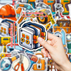 50pcs Cartoon Tool Stickers for Water Bottles Laptops DIY Craft Scrapbooks