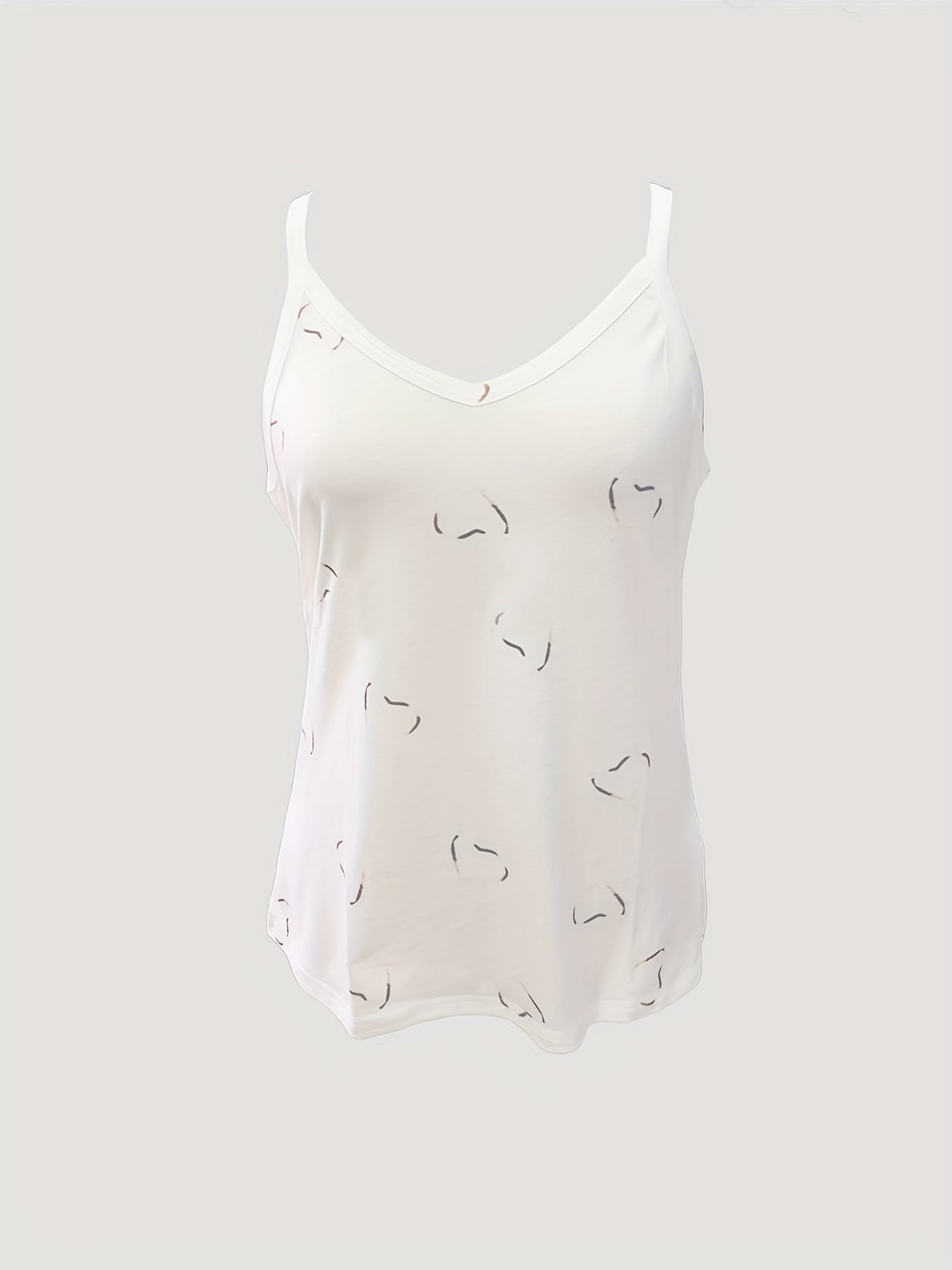  Heart Print V Neck Cami Top