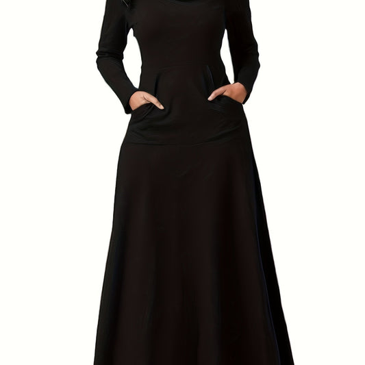  Turtleneck Maxi Dress Long Sleeve With Pockets