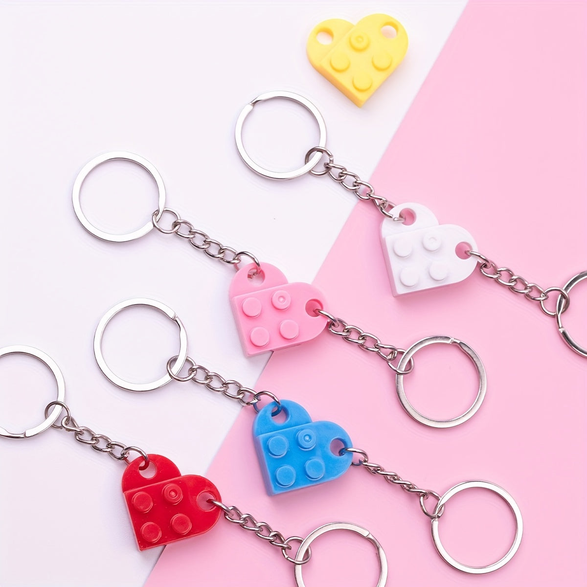 Heart Shape Building Block Keychain Couple Friendship Family Gift