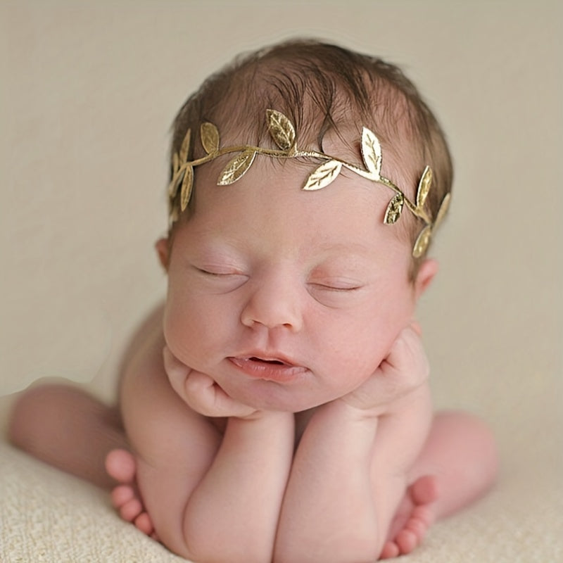 2pc Leaf Headband & Angel Feather Set for 0-3 Months Baby Photo Props