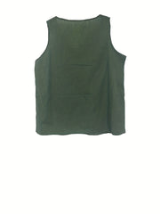 Women's Plus Solid V Neck Tank Top & Shorts Set
