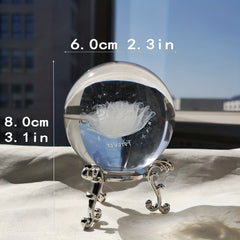 2.4 Inch Laser Rose Crystal Ball Statue Decor