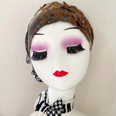 Lace Flower Embroidery Turban Cap Mesh Breathable Ruffle Head Wrap Elastic Hijab